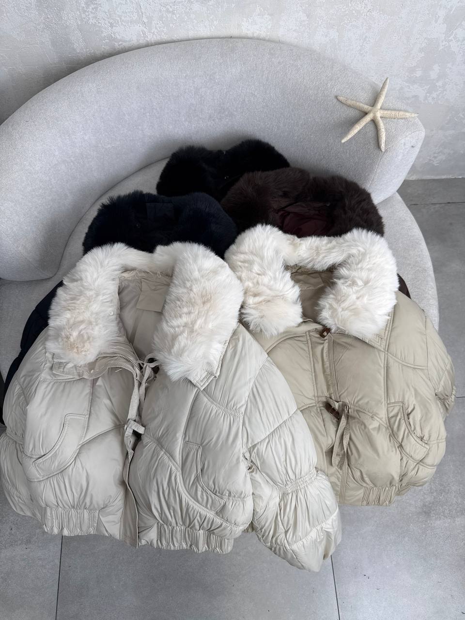 کاپشن زنانه خارجی خز دار بالنی
