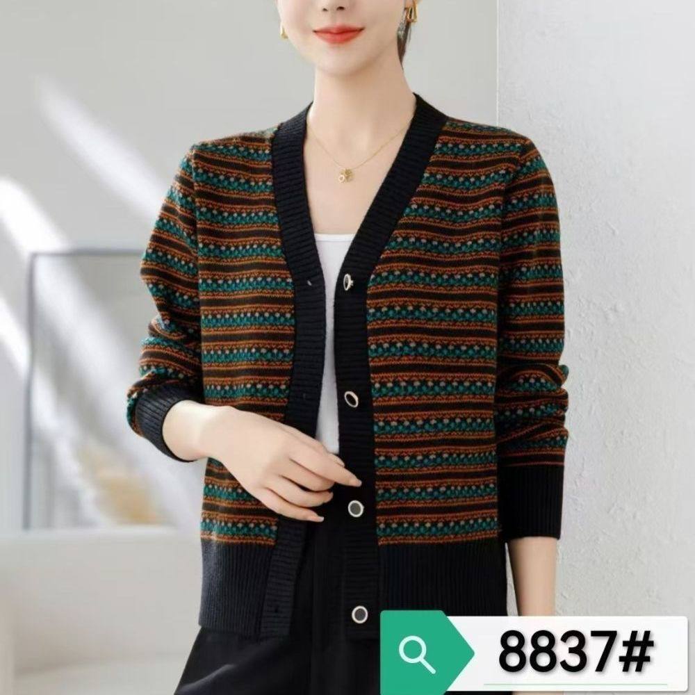 ژاکت بافت زنانه خارجی کاردیگان راه راه